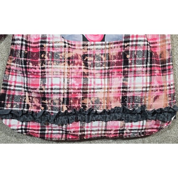 OOAK Upcycled Flannel Shacket Jacket Normal Is Boring Sassy Humor Pockets Size M - Picture 5 of 16